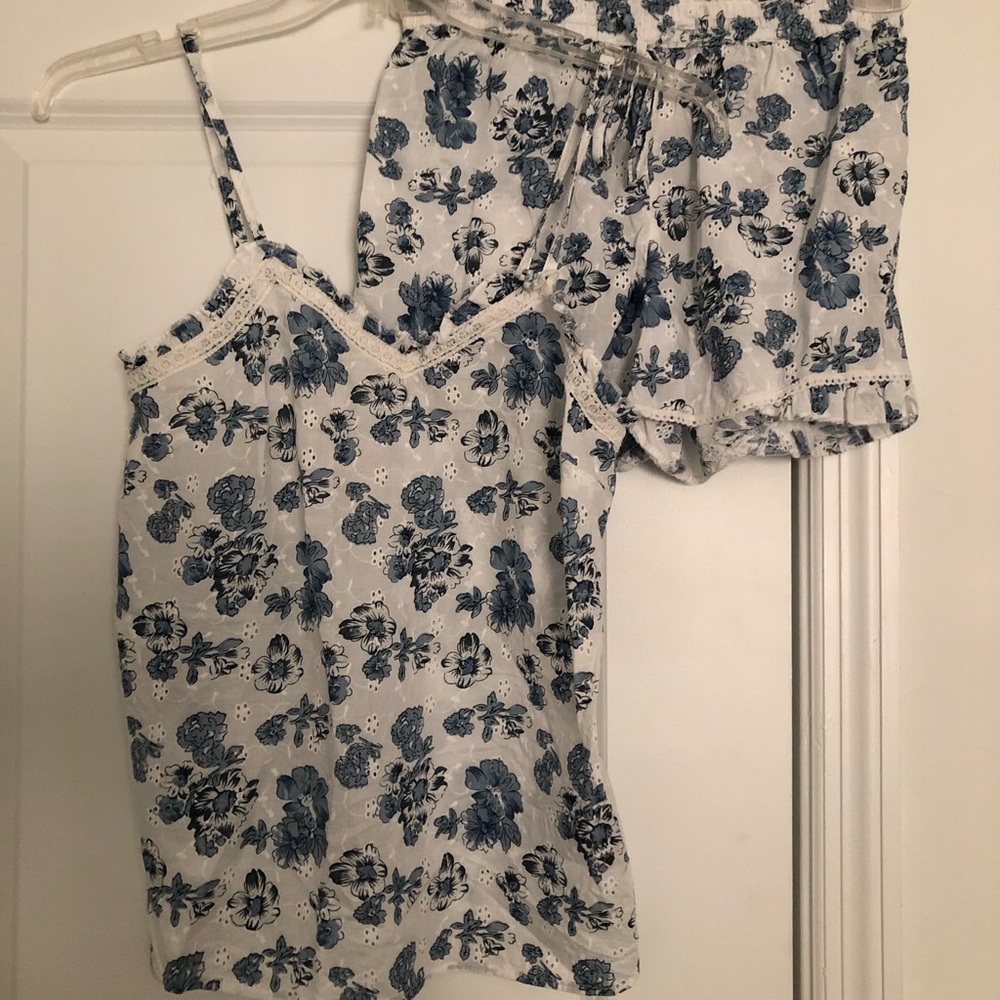 The Prairie Blue Floral Eyelet Cotton Camisole & Shorts Set